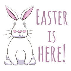 Easter vintage vector card with white rabbit