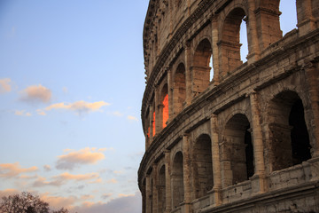 Rome: the Colosseum at sunset.   
