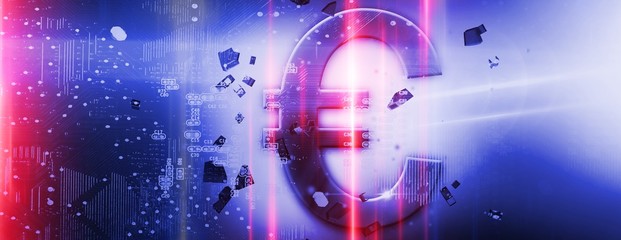 Composite image of golden euro sign