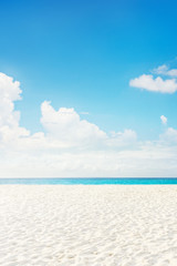 Empty tropical island sea beach with white sand