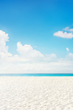 Empty tropical island sea beach with white sand