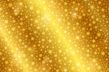 Realistic gold shiny texture with stars. Shiny metal foil gradient. Vector illustration