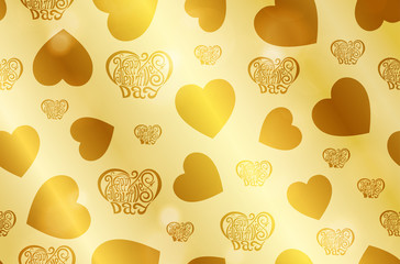 Realistic Vanentines day gold shiny texture with sparkles. Shiny metal foil gradient. Vector illustration