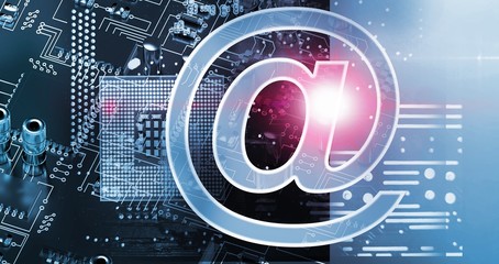 Composite image of at e-mail symbol