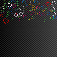 eps 10 vector happy Valentine's Day illustration. Colorful falling hearts isolated on transparent background. Happy holiday greeting background. Graphic design element mock-up. Template for web, print