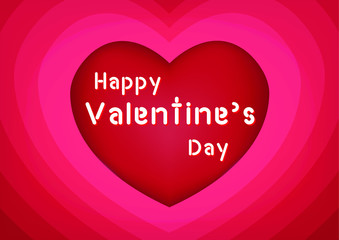 Vector Happy Valentines Day with red heart