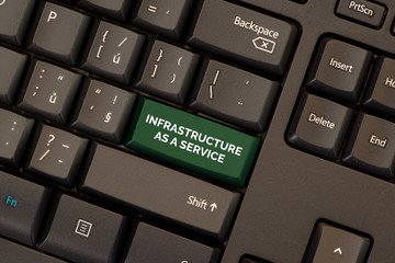 Infrastructure as a service (IAAS) concept on green button on keyboard