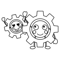 gears kawaii icon image vector illustration design 