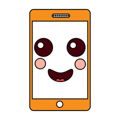 happy cellphone kawaii icon image vector illustration design 