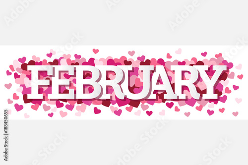 &quot;February Single Word With Hearts Banner Vector