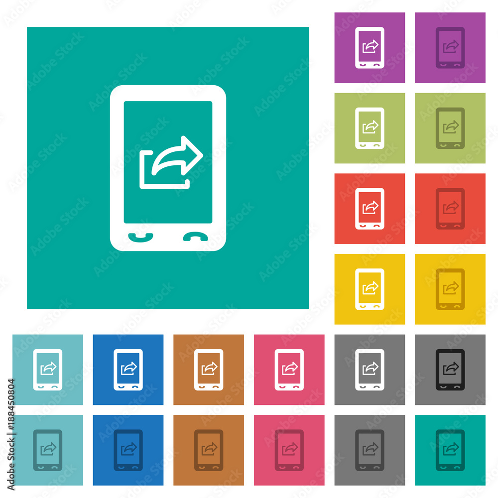 Poster mobile export data square flat multi colored icons