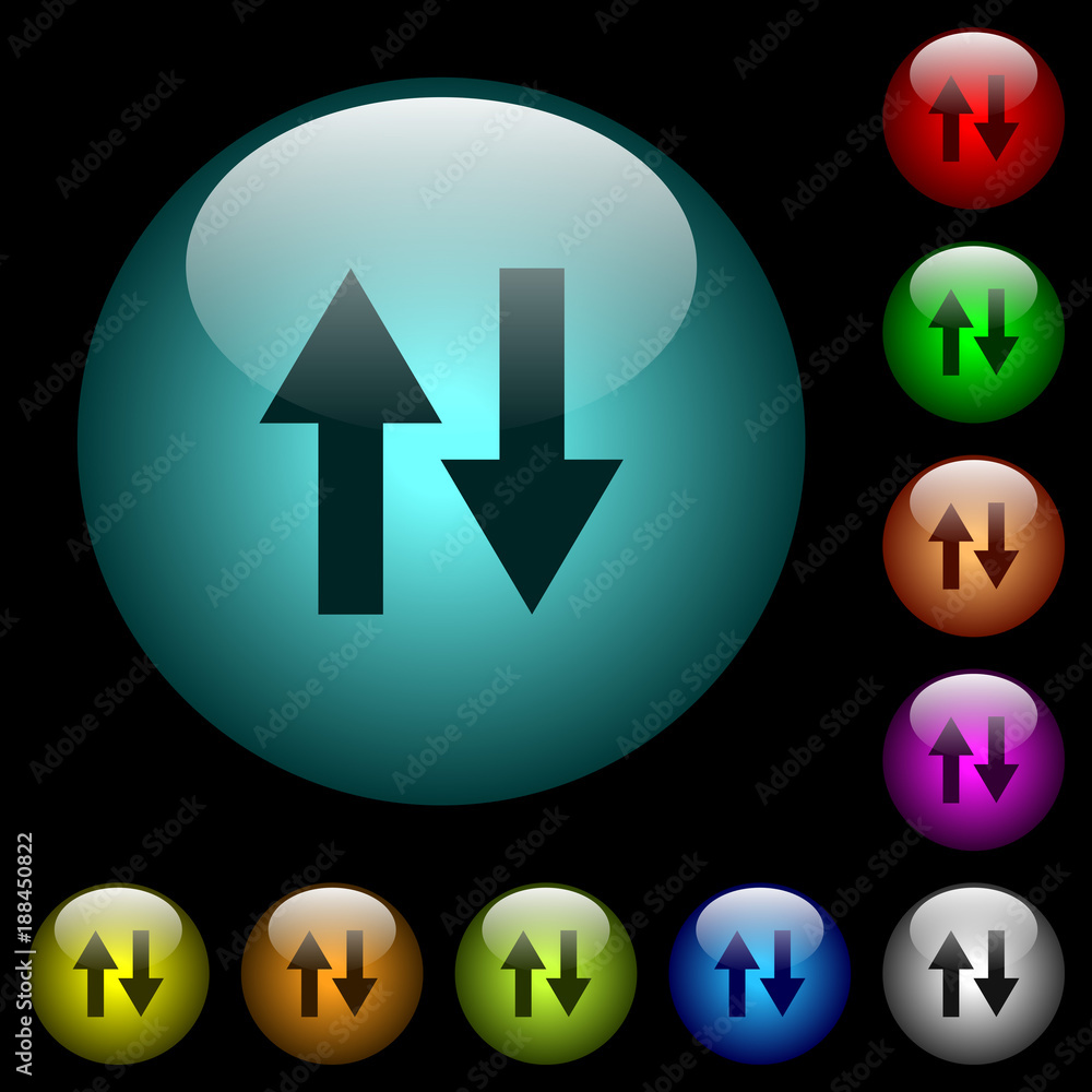 Poster data traffic icons in color illuminated glass buttons