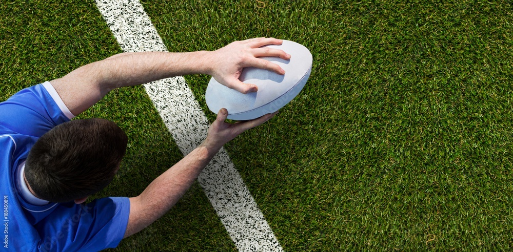 Aufkleber composite image of a rugby player scoring a try