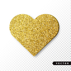 Vector gold sparkles heart. Valentines Day Vector Sparkles and Glitters. Holiday Design.