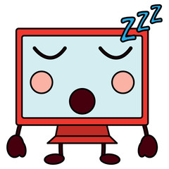 computer monitor sleep kawaii icon image vector illustration design 