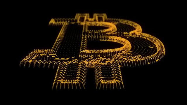 Digital bitcoin logo in cyber style