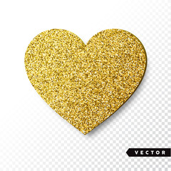 Vector gold sparkles heart. Valentines Day Vector Sparkles and Glitters. Holiday Design.
