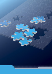 Vector concept illustration - business background with puzzle details in blue colors
