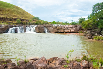 Fototapeta premium Waterfall on Caroni River Called Balneario Soroape, La Gran Sabana, Venezuela