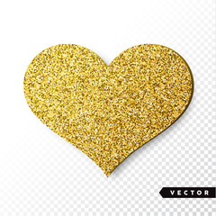 Vector gold sparkles heart. Valentines Day Vector Sparkles and Glitters. Holiday Design.