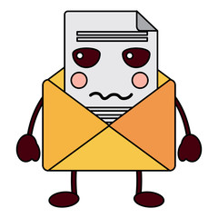 kawaii email envelope letter message cartoon vector illustration