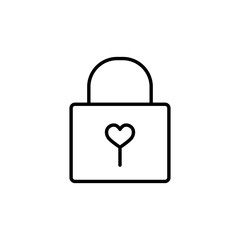 lock with heart thin line red icon