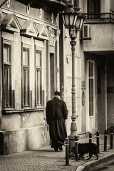 Novi Sad, Serbia March 20, 2017: A Muslim priest walking along the street