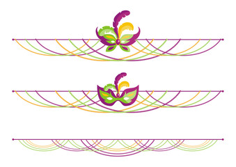 Mardi Gras traditional elements of carnival. Vector set.