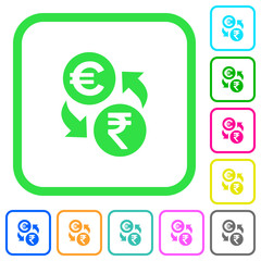 Euro Rupee money exchange vivid colored flat icons