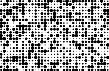 Grunge dotted bckground with circles, dots, point different size, scale. Halftone pattern. 