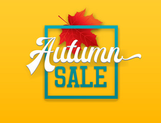 Vector illustration poster for autumn sale.