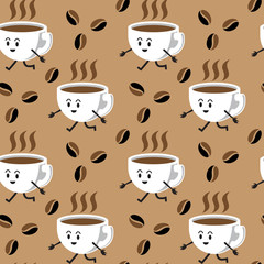 Obraz premium Coffee seamless pattern. Vector illustration.
