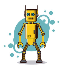 Robot funny cartoon icon vector illustration graphic design