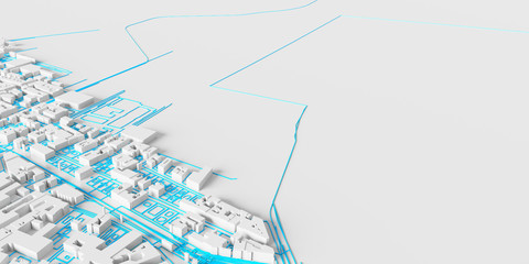 Techno mega city; urban and futuristic technology concepts, original 3d rendering