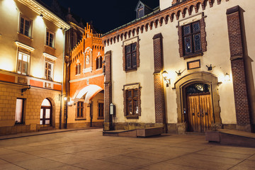 Fototapeta Czartoryski Museum in old town of Krakow at night, Poland obraz