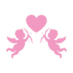 cupid angels with heart vector illustration design