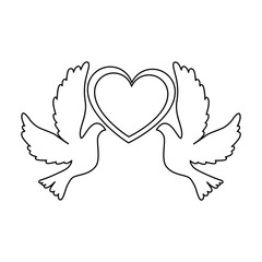 doves with heart icon vector illustration design