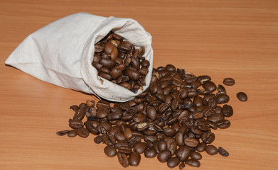 roasted coffee beans in a bag
