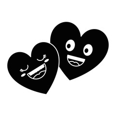 hearts couple kawaii characters vector illustration design