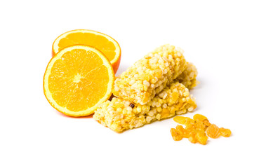 Honey energy bar with orange and raisins