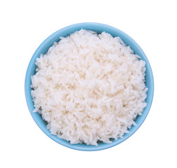 Rice in a bowl on white background