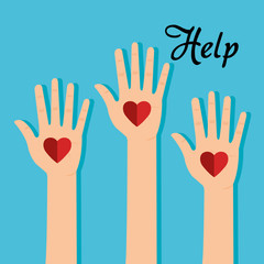 people hands with heart help vector illustration design