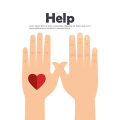 people hands with heart help vector illustration design