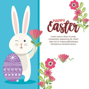 eggs paint and flowers easter season vector illustration design