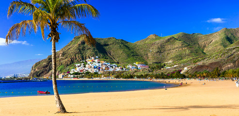 Beaches of Tenerife- Las Teresitas with scenic San Andres village