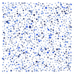 Blue Stars Confetti, Minimal Sparkling Vector Background. Premium Christmas Magic Glitter, Lights. Falling Blue Stars Confetti for Ads, Posters, Gift Cards Pattern. New Year Festival Garland Firework