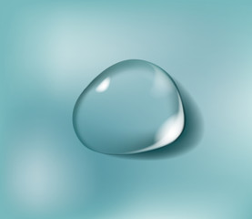 Transparent water drop on light isolated.