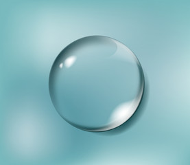 Transparent water drop on light isolated.