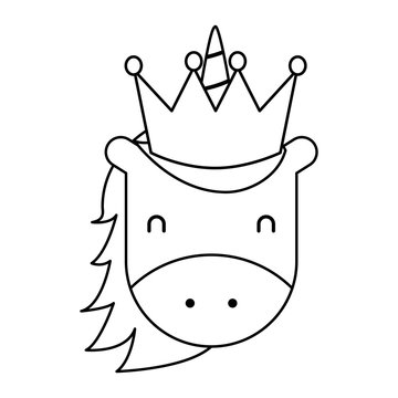 unicorn horned animal fantasy magic vector illustration outline design