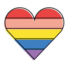 cute rainbow colour heart love vector illustration